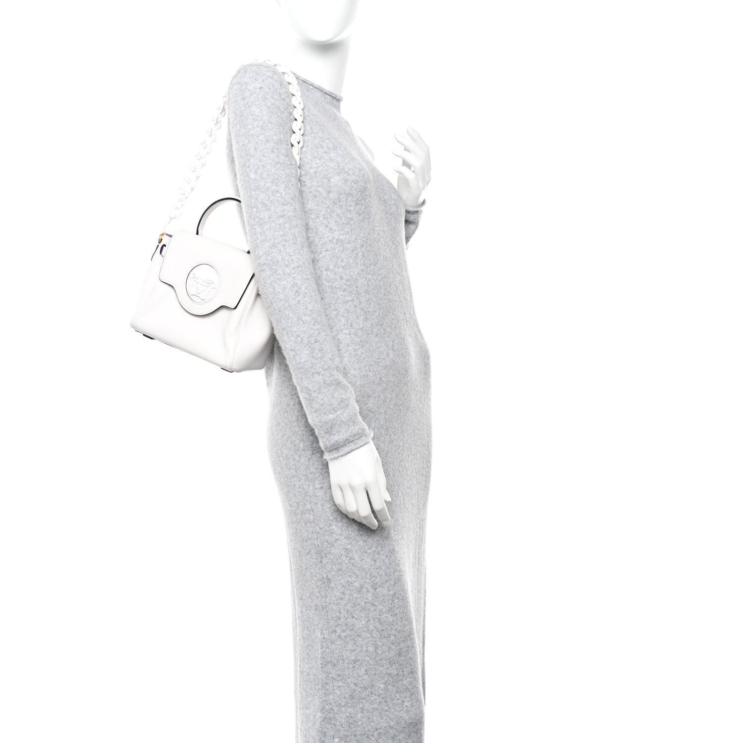 Versace Calfskin Small La Medusa Top Handle Handbag Optical White 2 of 12