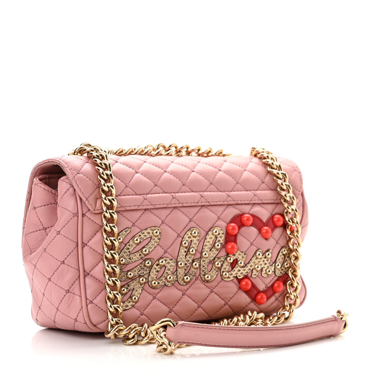 Lambskin Watersnake Embellished Lucia Shoulder Bag Rosa