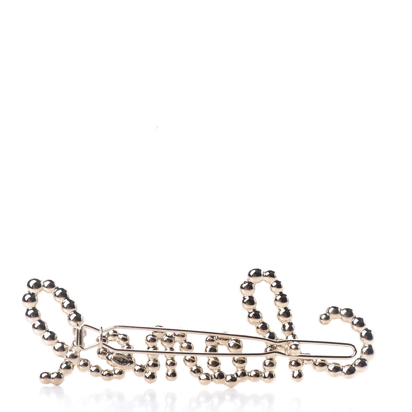 Metal Glass Swirling Pearls Hair Clip Gold