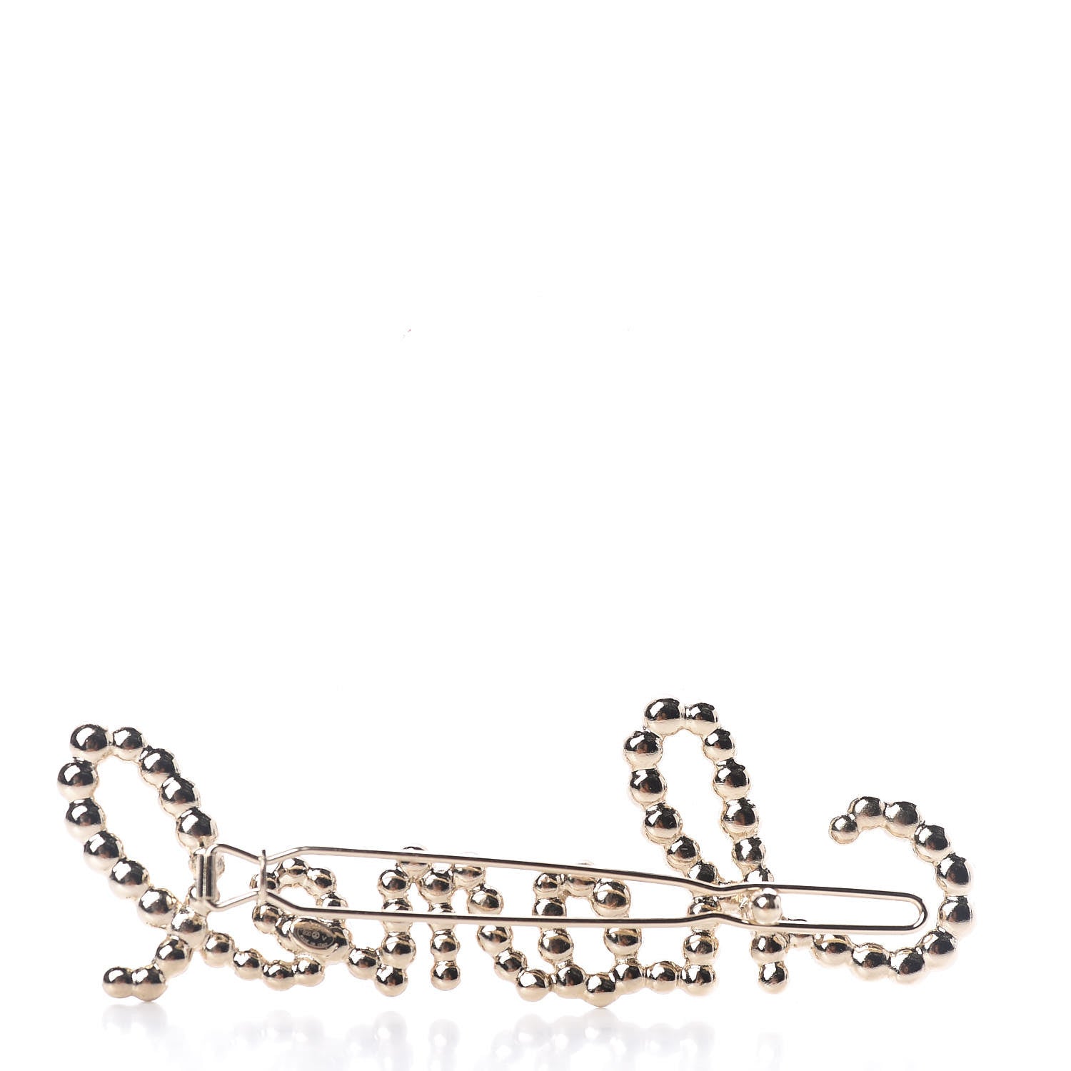 Chanel Metal Glass Swirling Pearls Hair Clip Gold 3 of 4