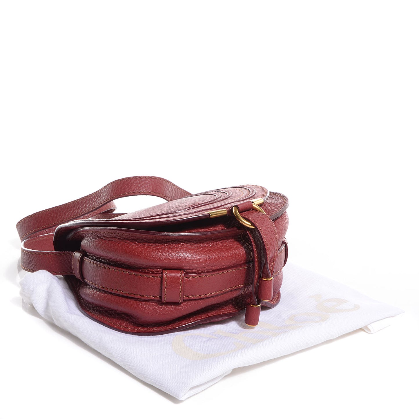 Calfskin Mini Marcie Round Crossbody Bag Berry Cupcake