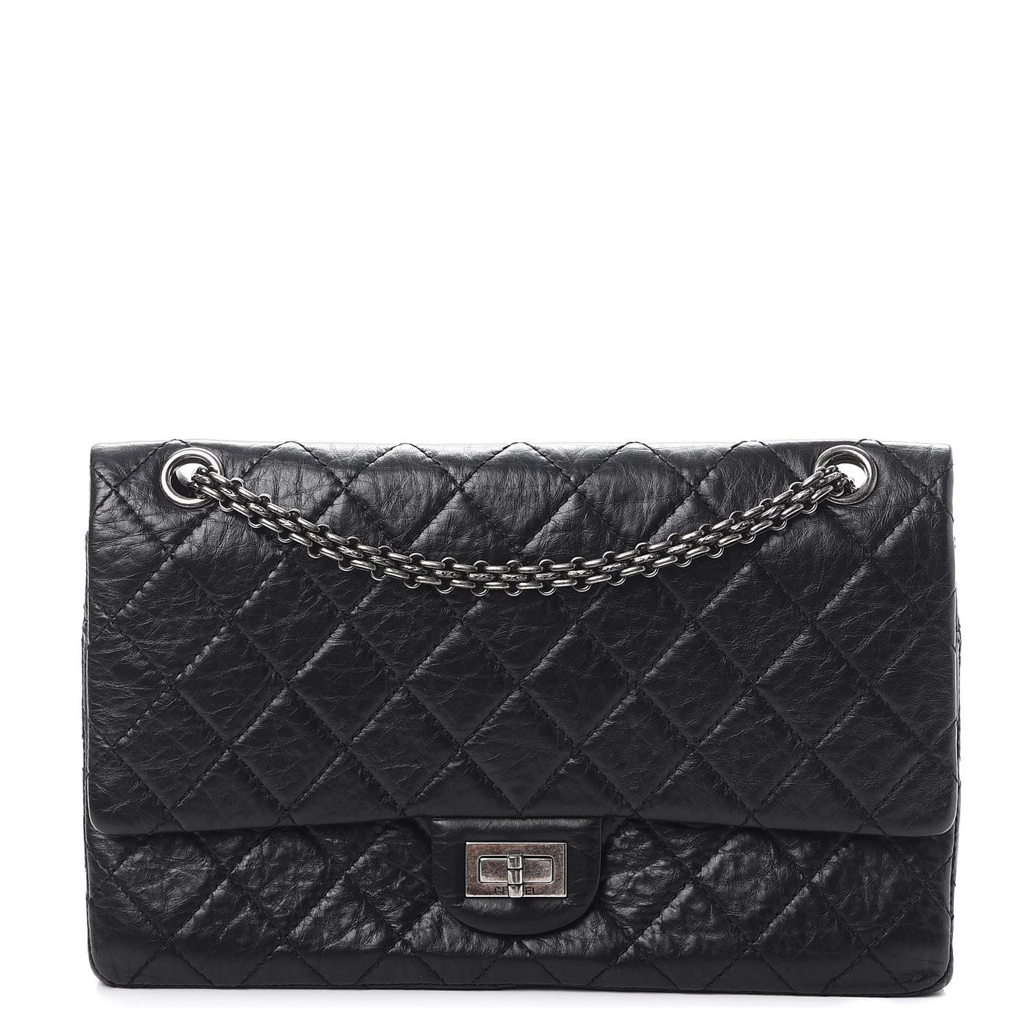 Aged Calfskin Quilted 2.55 Reissue 226 Flap Black