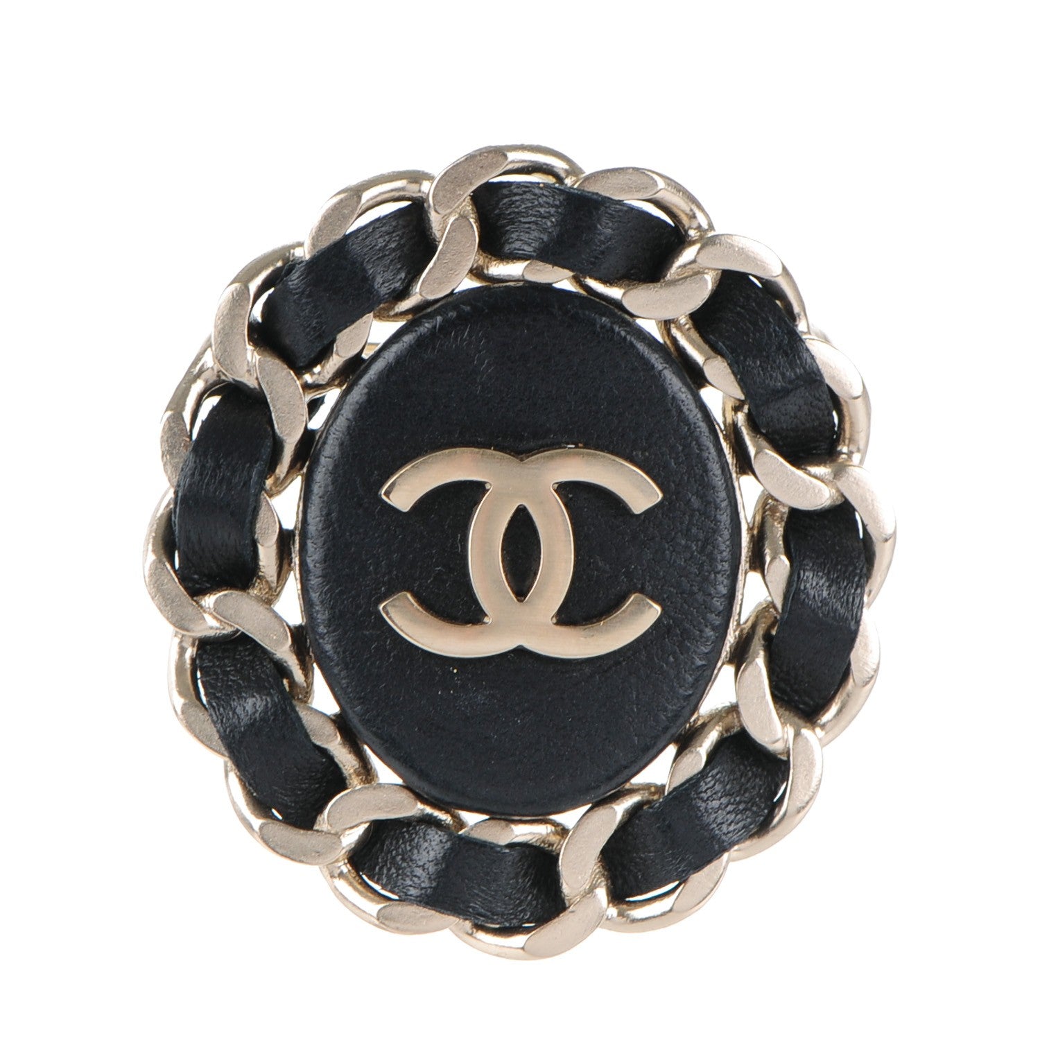 Chanel Lambskin Chain CC Brooch Black 1 of 4