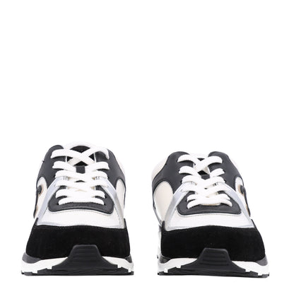 Chanel Mesh Suede Calfskin Grained Calfskin Womens CC Sneakers 39 Black White Silver 3 of 10