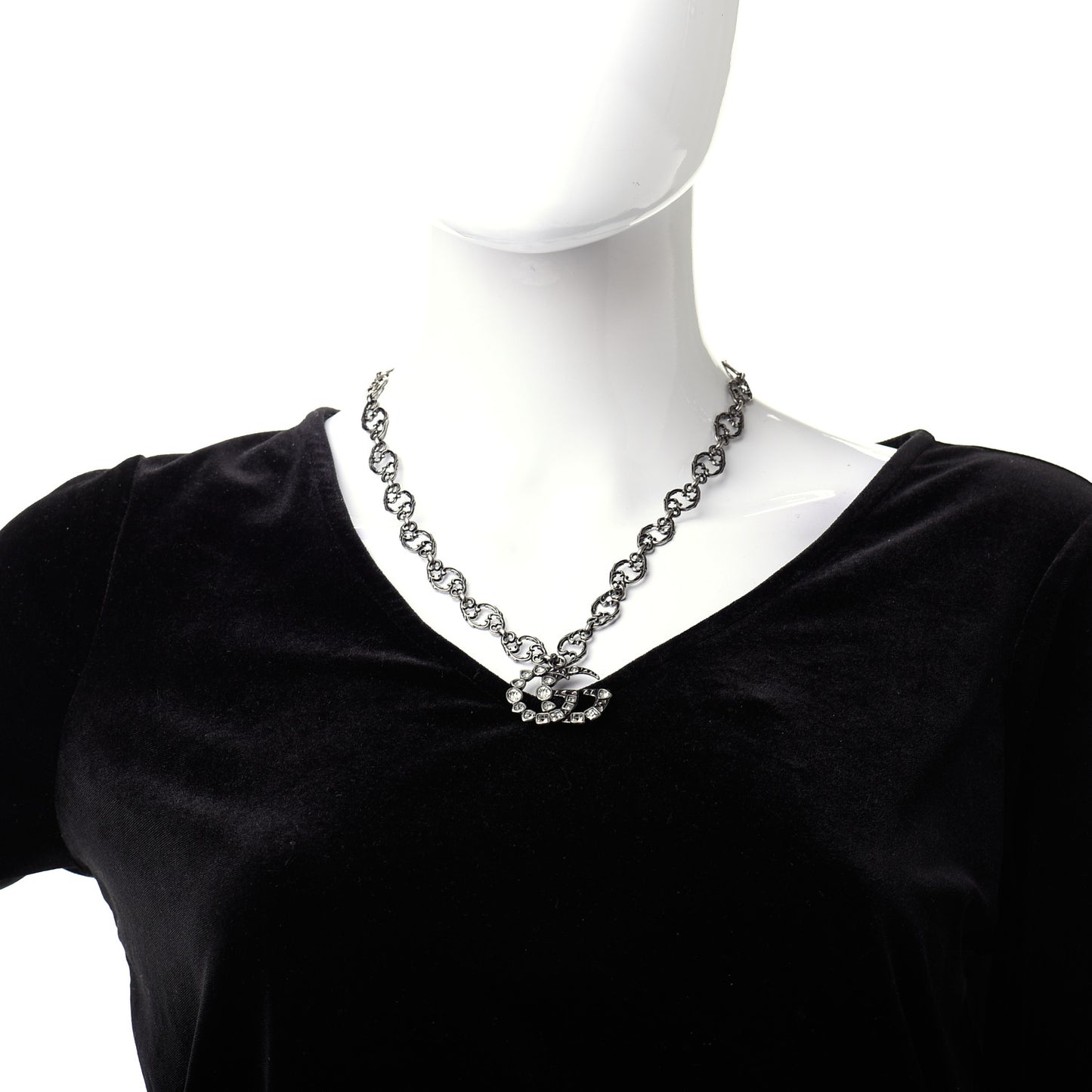 Crystal Marmont Necklace Aged Silver