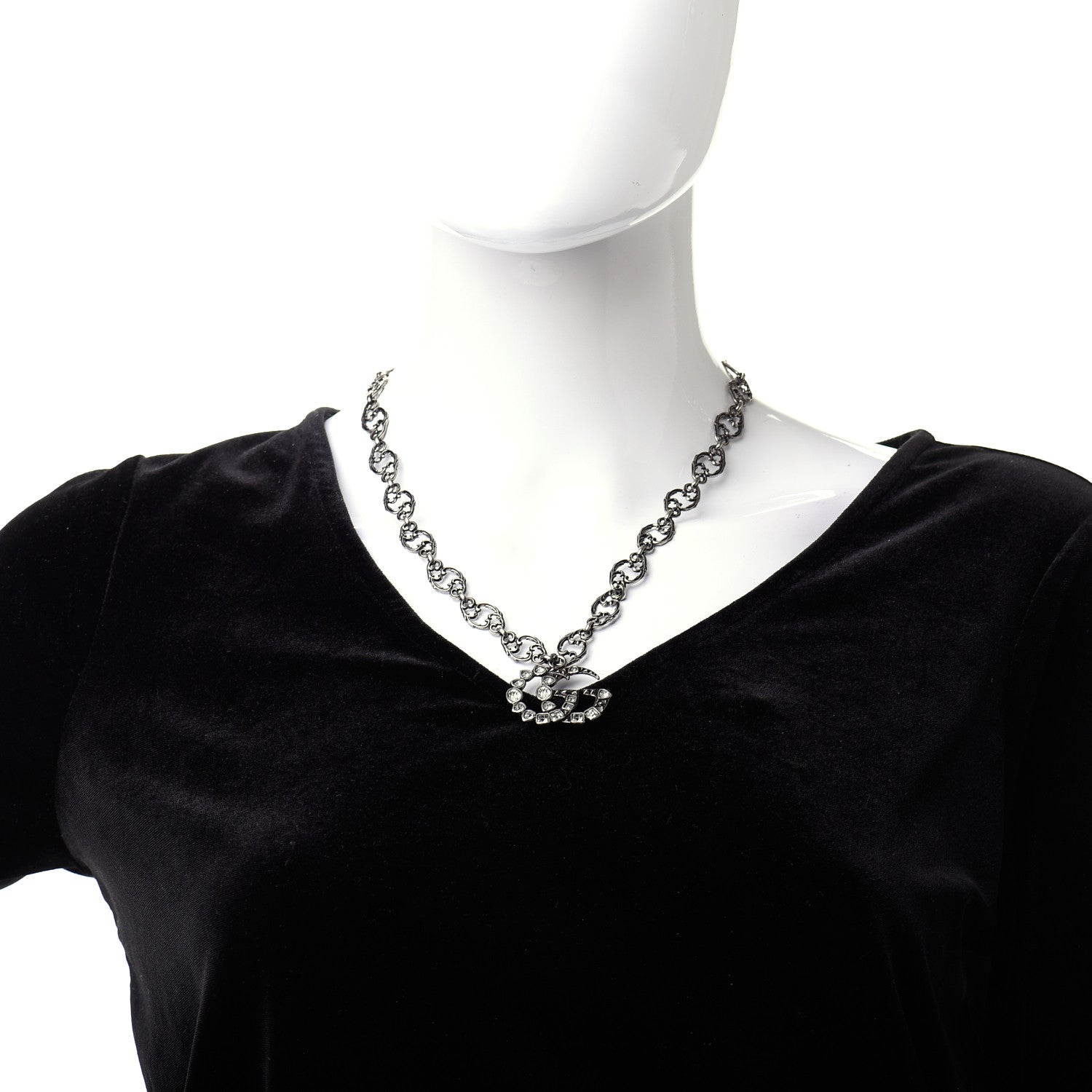 Gucci Crystal Marmont Necklace Aged Silver 2 of 7