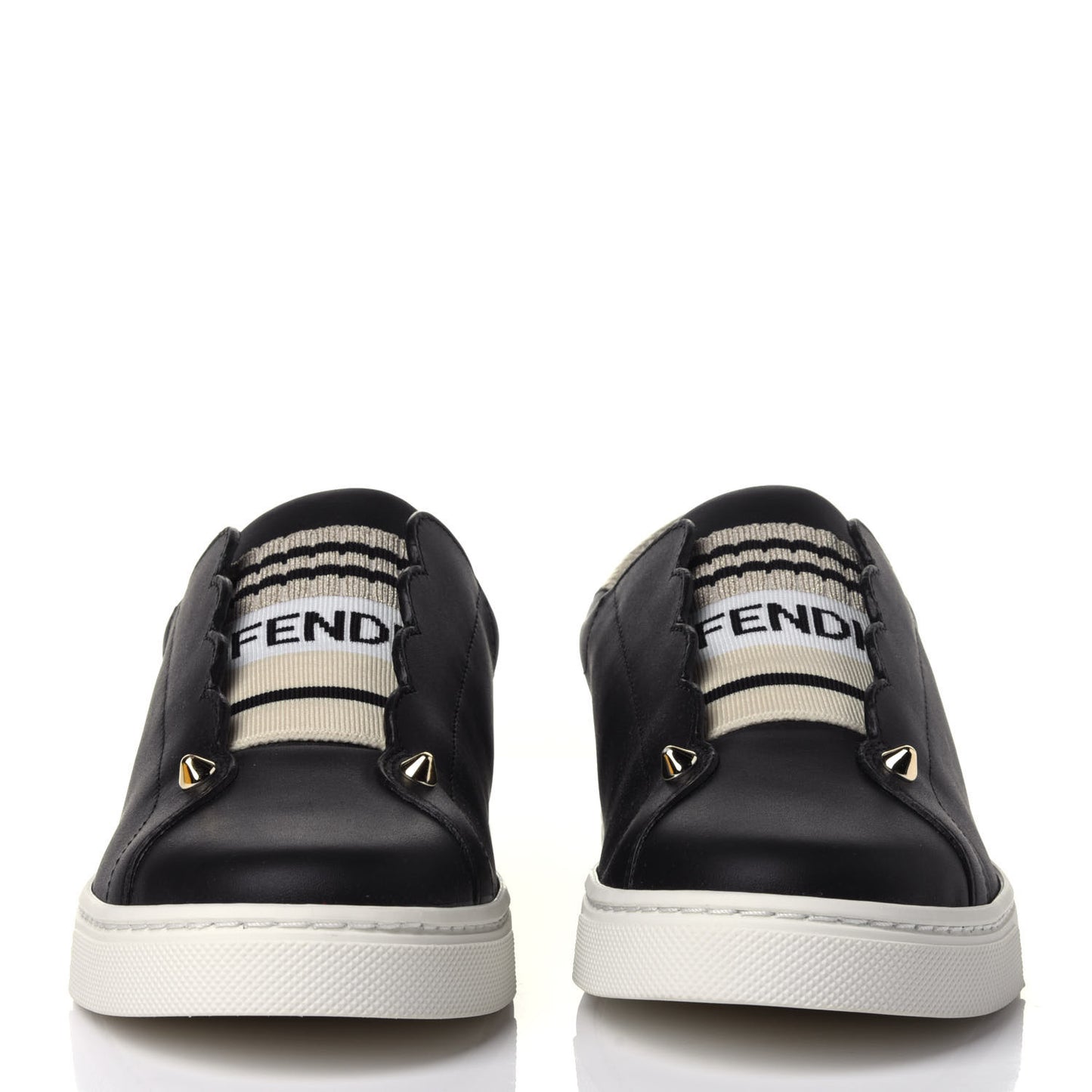 Vitello Lurex Rockoclick Slip On Sneakers 36 Black Gold