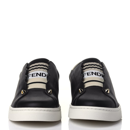 Fendi Vitello Lurex Rockoclick Slip On Sneakers 36 Black Gold 2 of 12