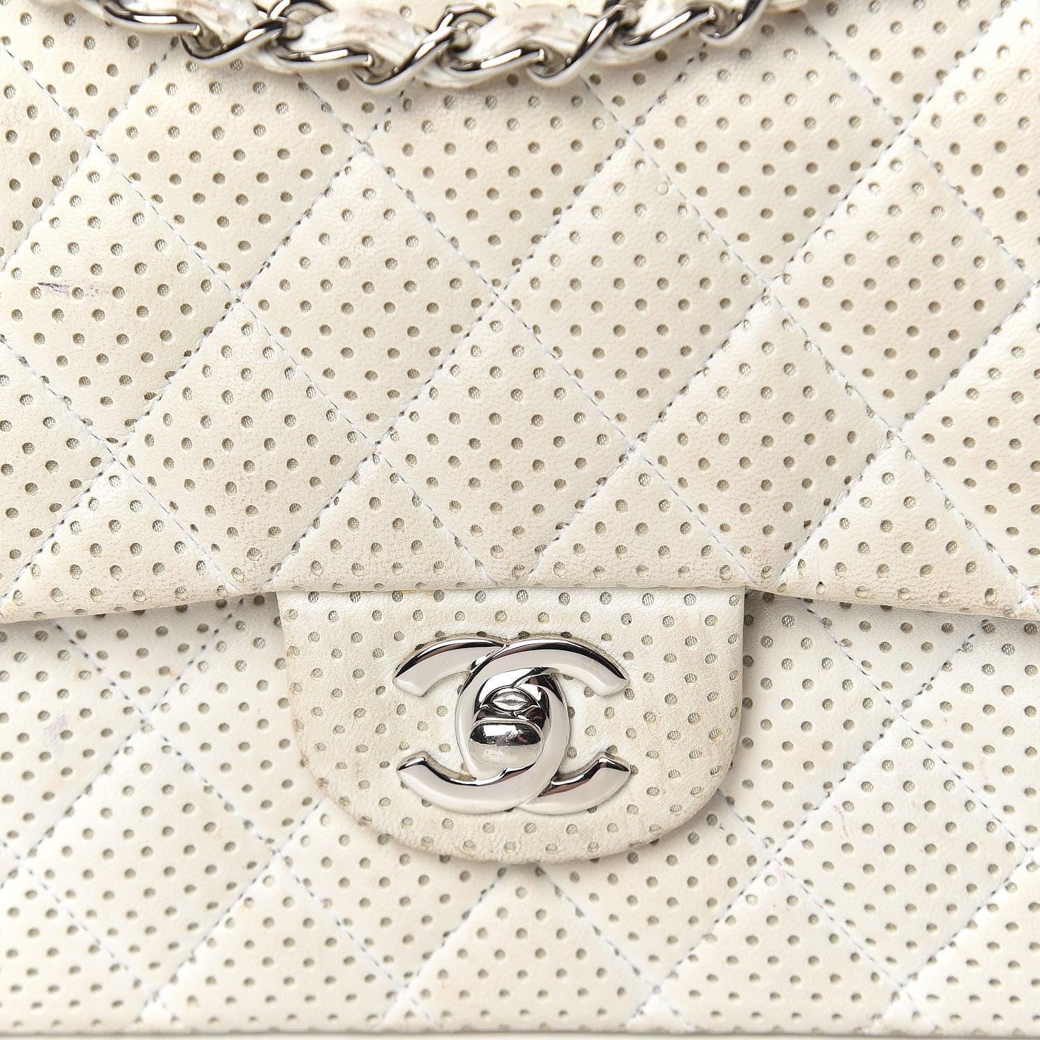 Chanel Lambskin Perforated Medium Double Flap White 17 of 26