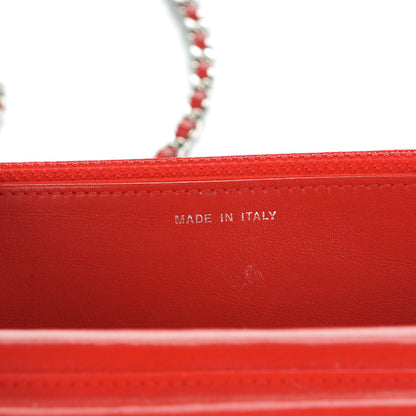 Chanel Patent Camellia Embossed Wallet On Chain WOC Dark Red 7 of 8