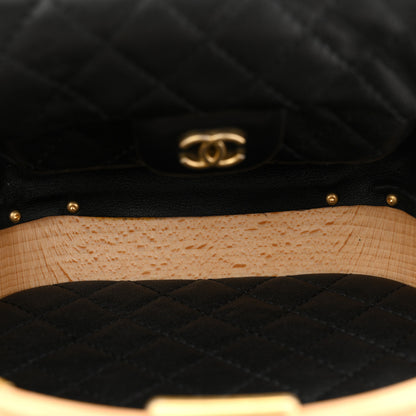 Chanel Beech Wood Lambskin Round CC Vanity Case Black 5 of 12