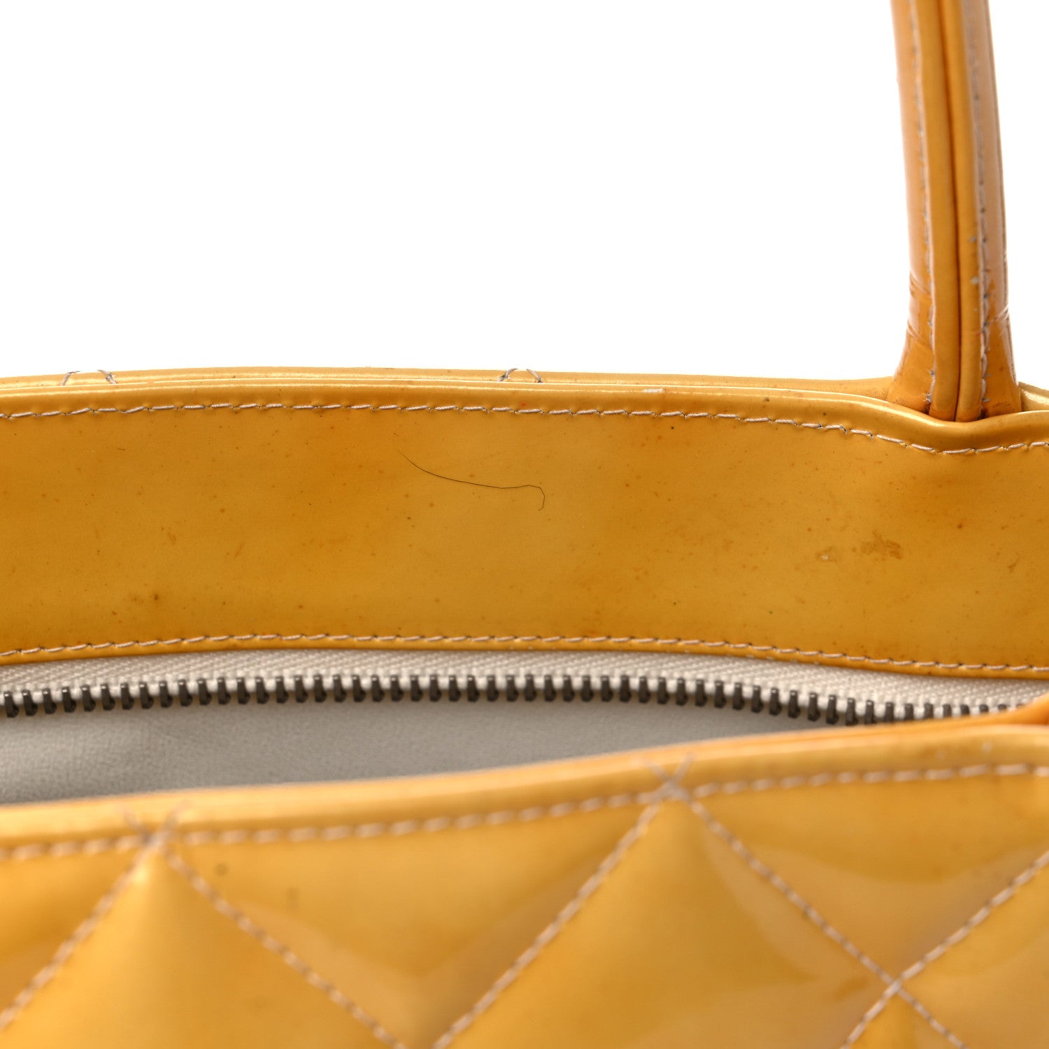 Chanel Patent Quilted Medallion Tote Yellow 12 of 32