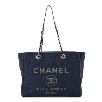 Chanel Woven Straw Raffia Small Deauville Tote Blue 1 of 15