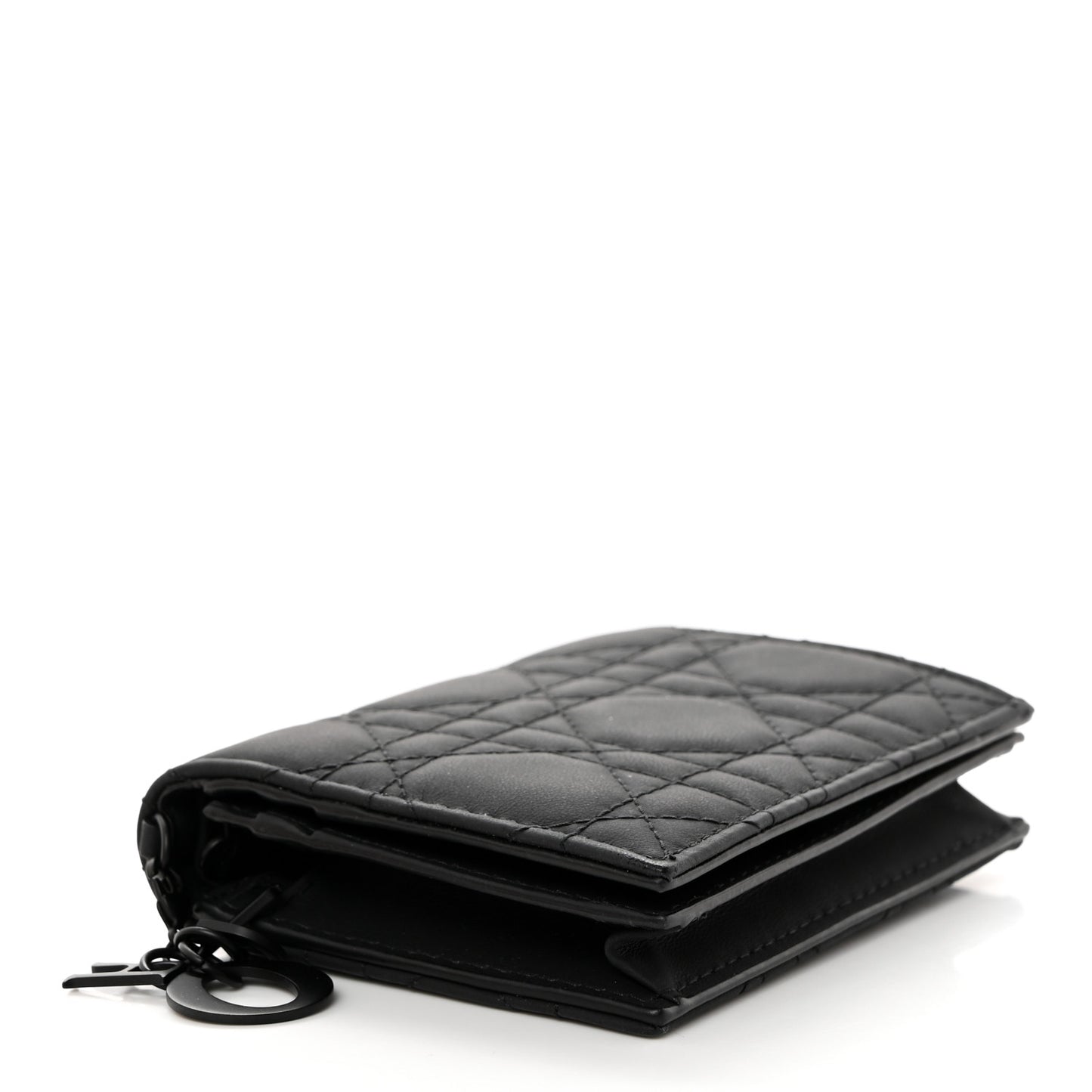 Ultra Matte Calfskin Small Lady Dior Flap Card Holder Black