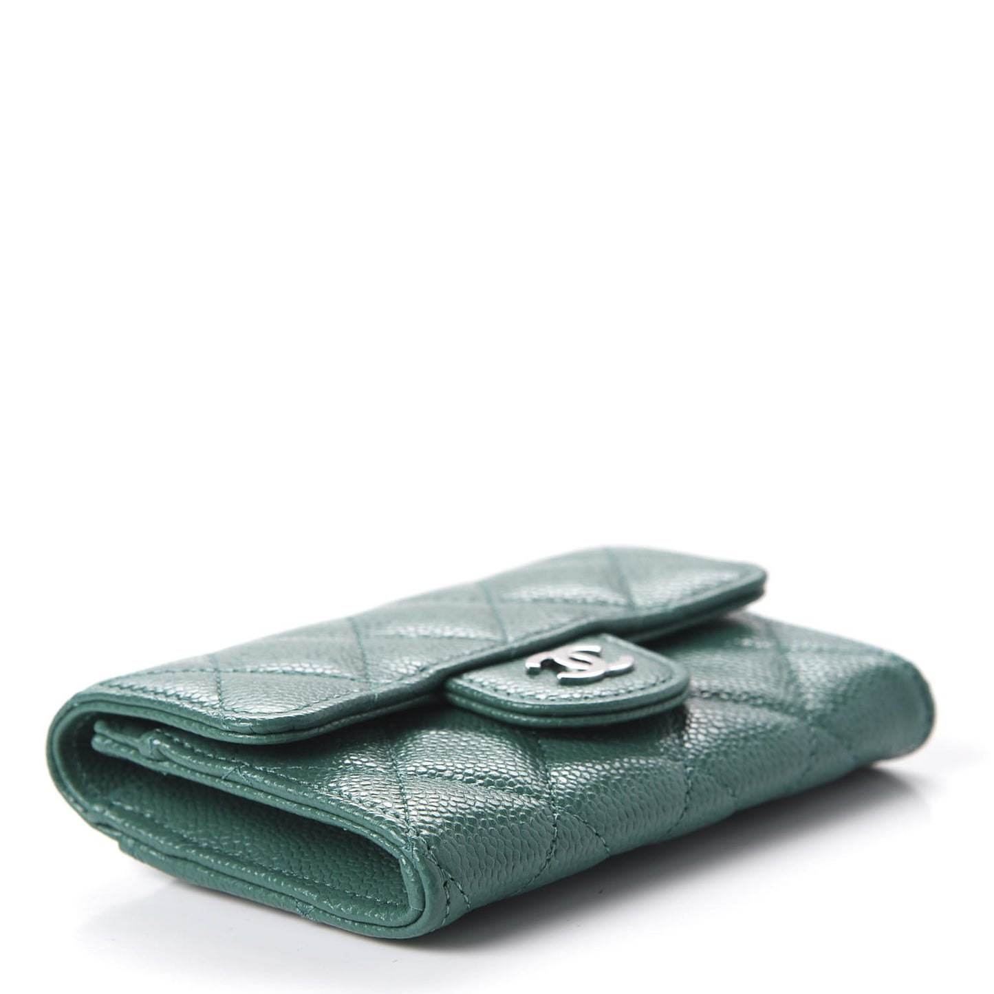 Caviar Quilted Card Holder Wallet Green