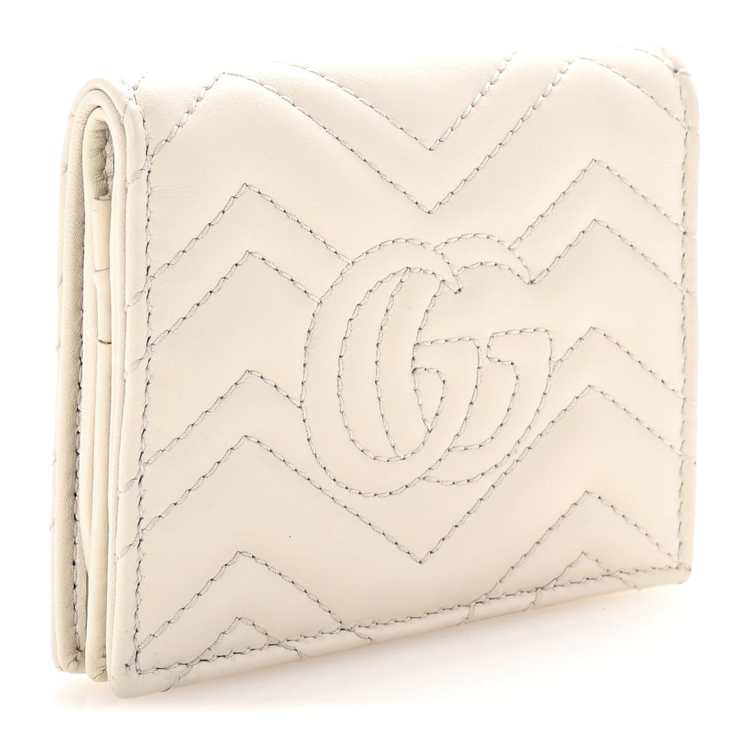 Calfskin Matelasse GG Marmont Card Case White