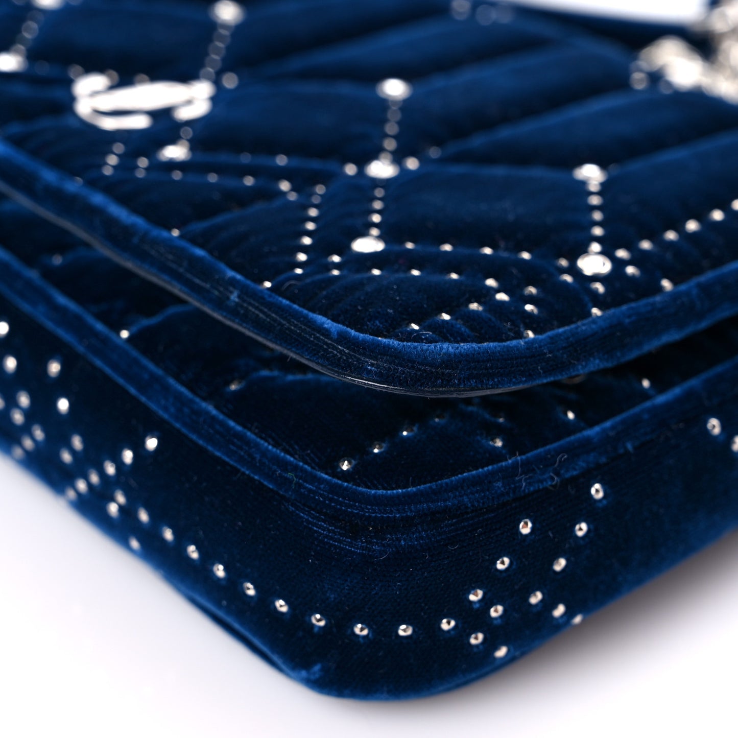 Velvet Crystal JC Shoulder Bag Blue