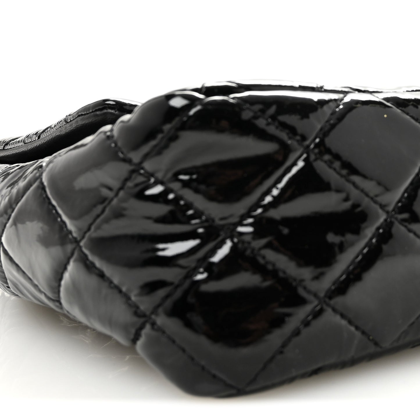 Patent Quilted Jumbo Single Flap Black