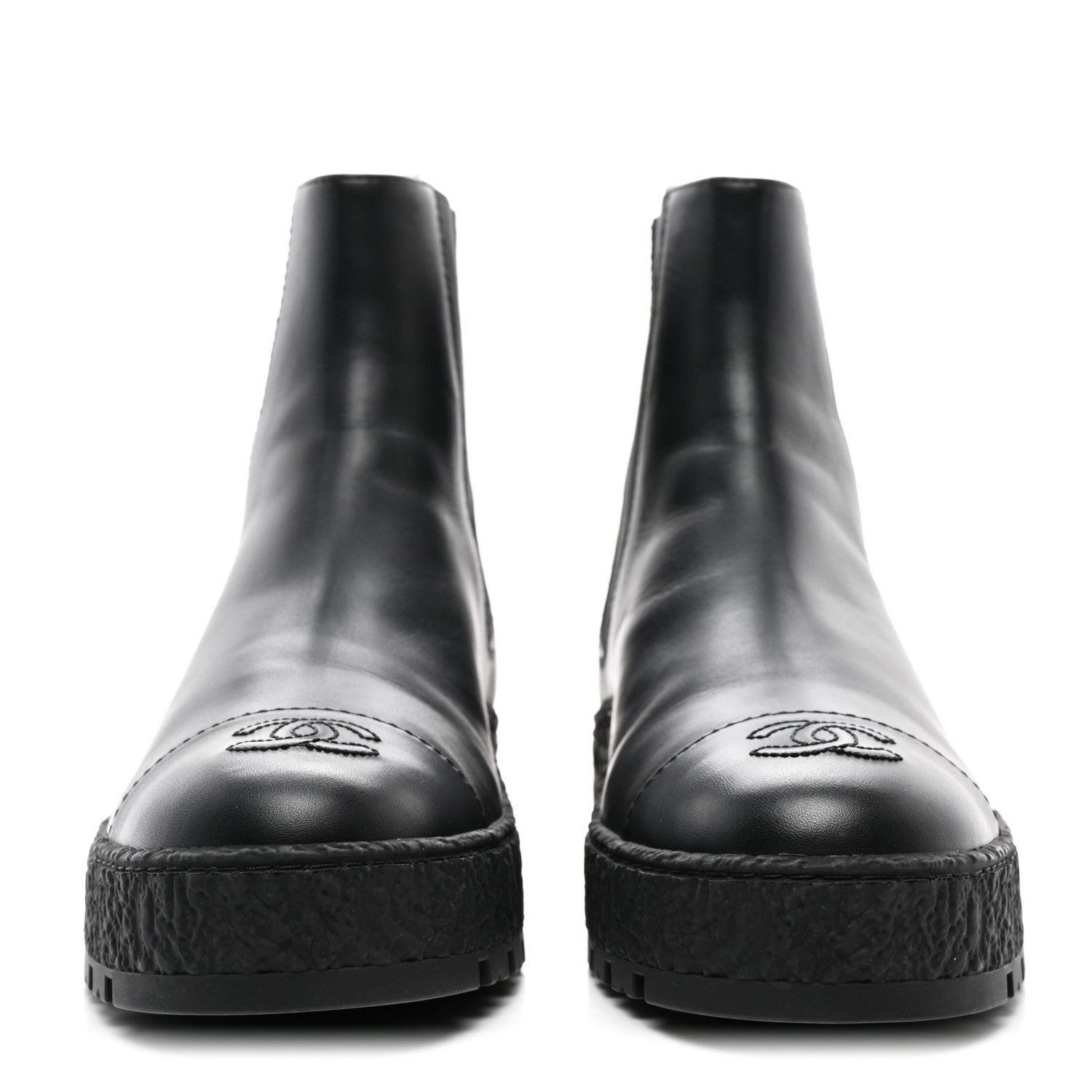 Chanel Calfskin Cap Toe CC Ankle Boots 40 Black 2 of 9