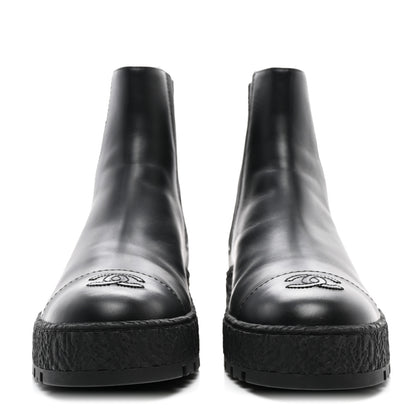 Chanel Calfskin Cap Toe CC Ankle Boots 40 Black 2 of 9