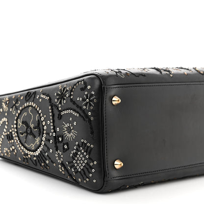 Christian Dior Calfskin Sequins Astrology Medium Lady Dior Black 9 of 12