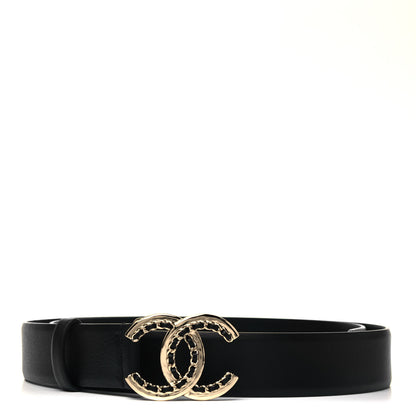 Chanel Calfskin Lambskin CC Chain Belt 95 Black Gold 1 of 4