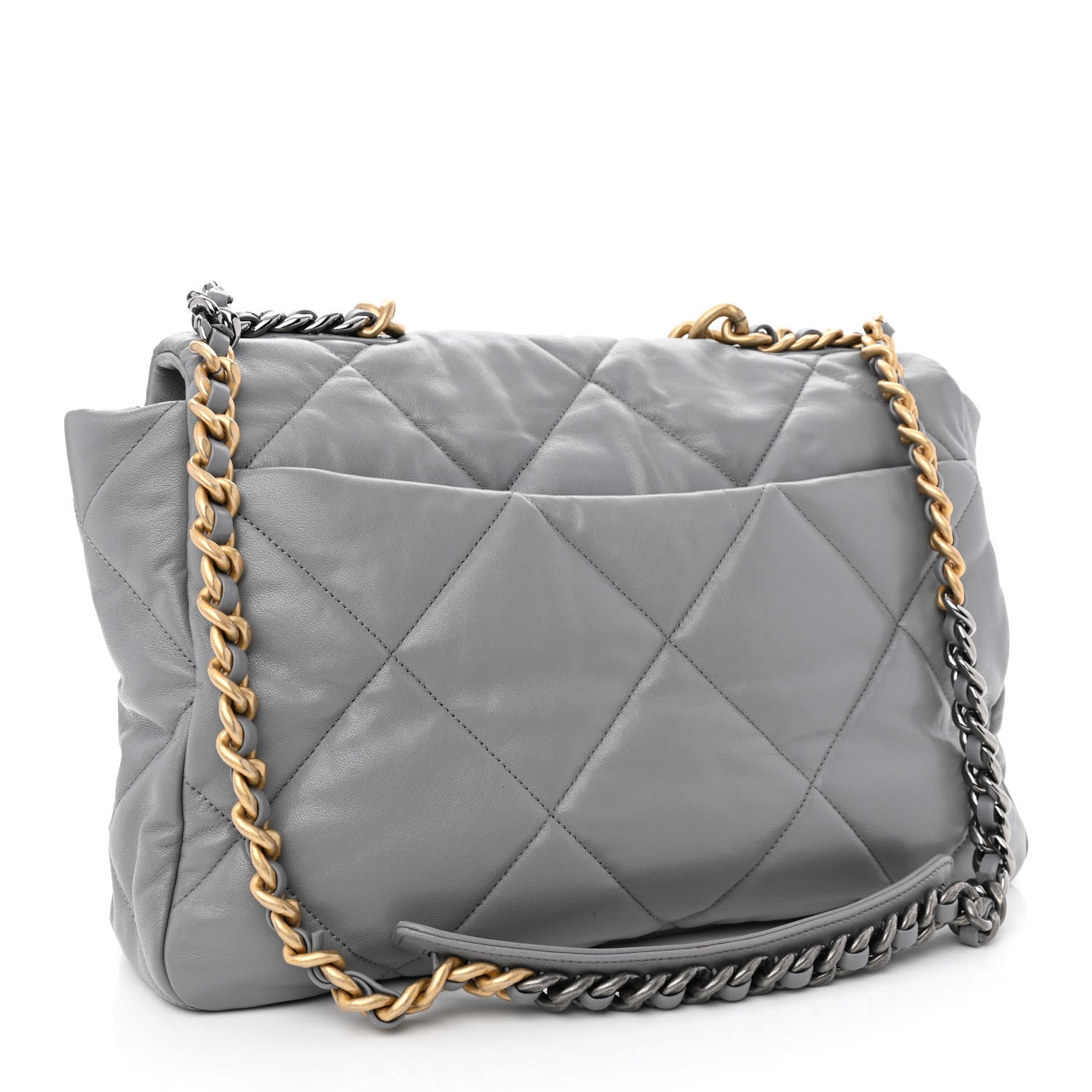 Chanel Goatskin Quilted Maxi Chanel 19 Flap Grey 3 of 10