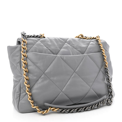Chanel Goatskin Quilted Maxi Chanel 19 Flap Grey 3 of 10