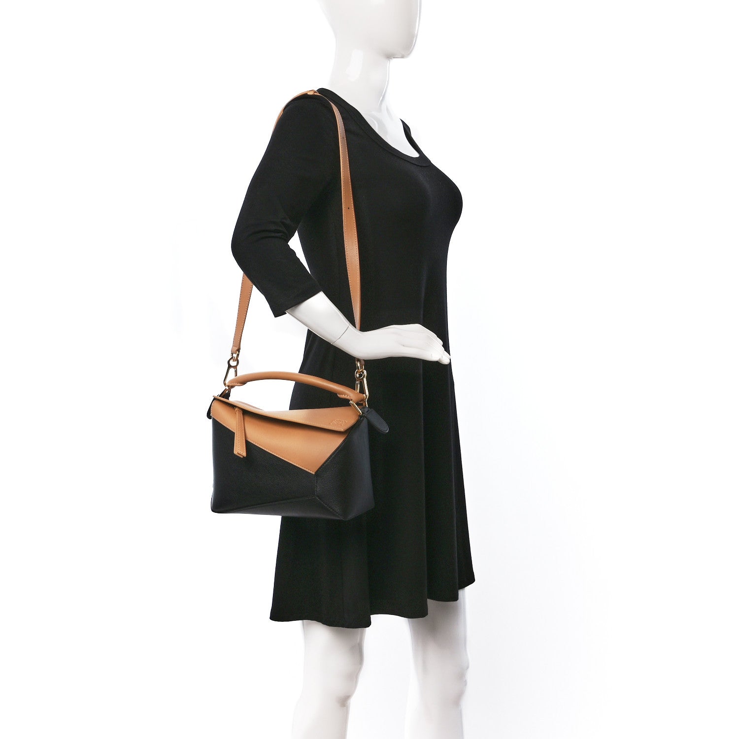 Loewe Calfskin Small Puzzle Edge Bag Warm Desert Black 2 of 8