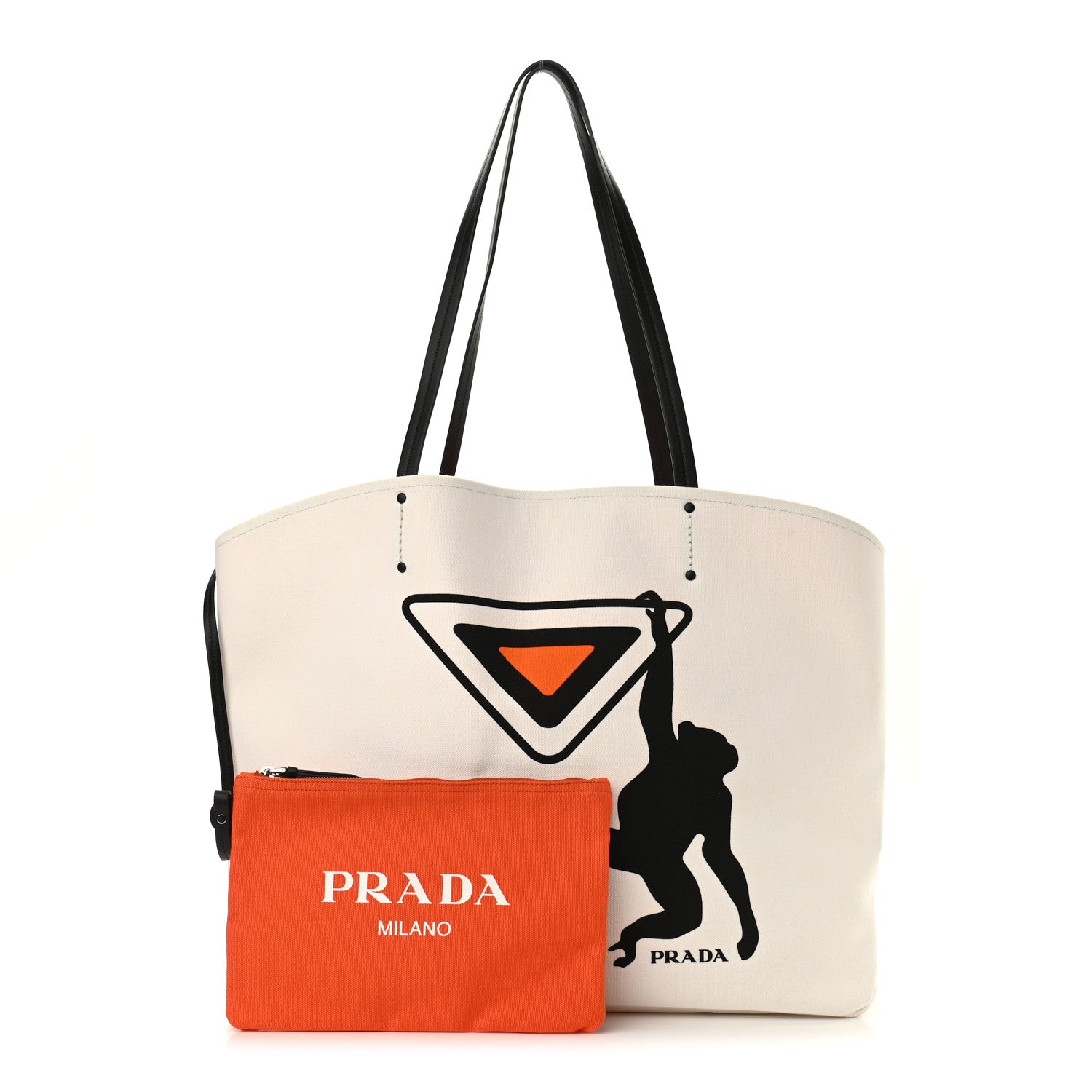 Prada Canapa Monkey Print Large Soft Tote White 1034892 – FASHIONPHILE