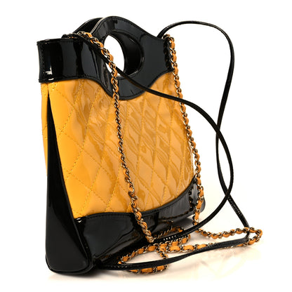 Chanel Patent Calfskin Quilted Mini 31 Shopping Bag Yellow Black 3 of 11