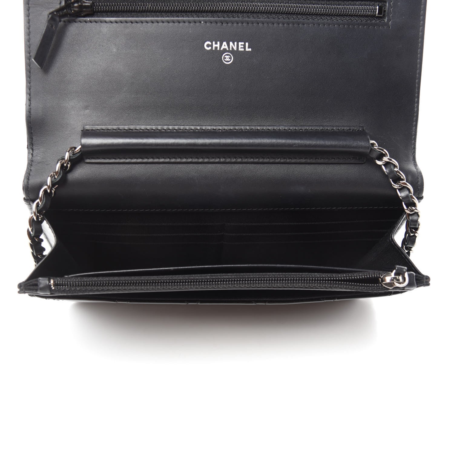 Chanel Patent Quilted Wallet On Chain WOC Black 5 of 13