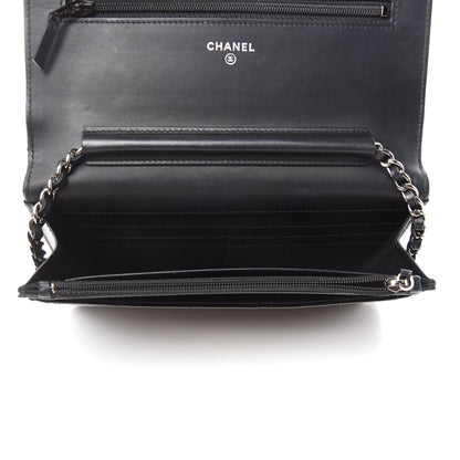 Chanel Patent Quilted Wallet On Chain WOC Black 5 of 13