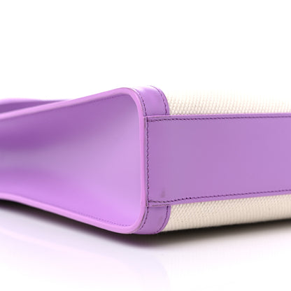 Celine Canvas Calfskin Logo Print Small Vertical Cabas Lilac 7 of 10