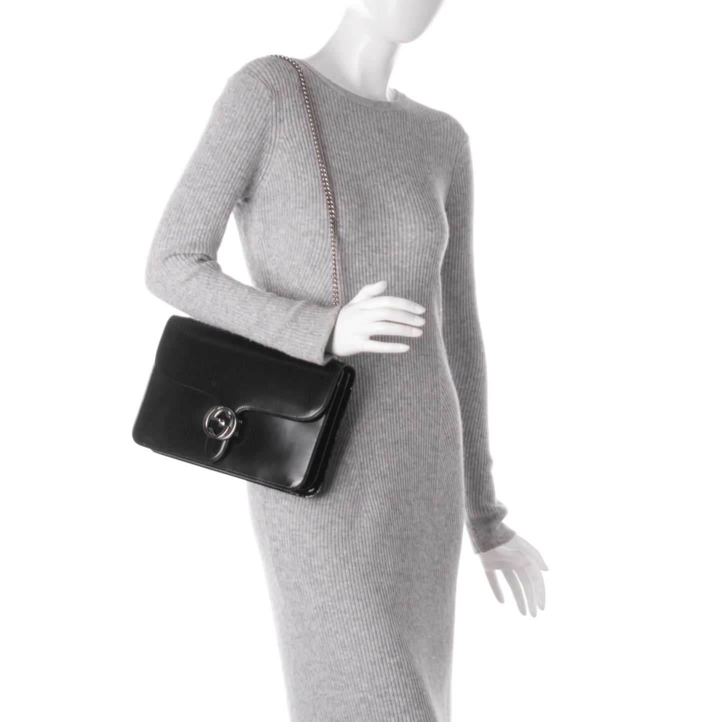 Shade Lux Calfskin Interlocking G Shoulder Bag Black