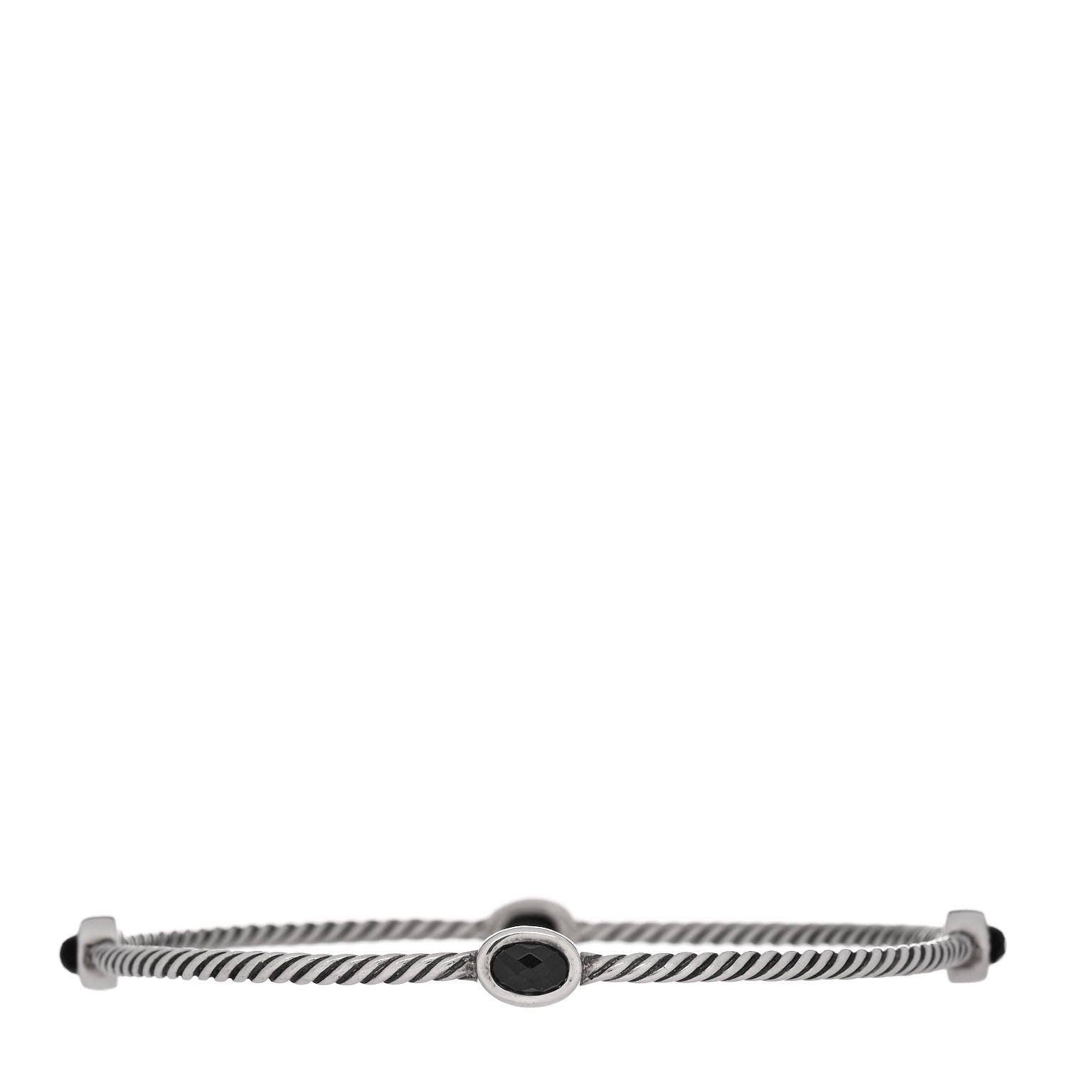 David Yurman Sterling Silver Black Onyx Color Classics Four Station Bangle Bracelet 2 of 3