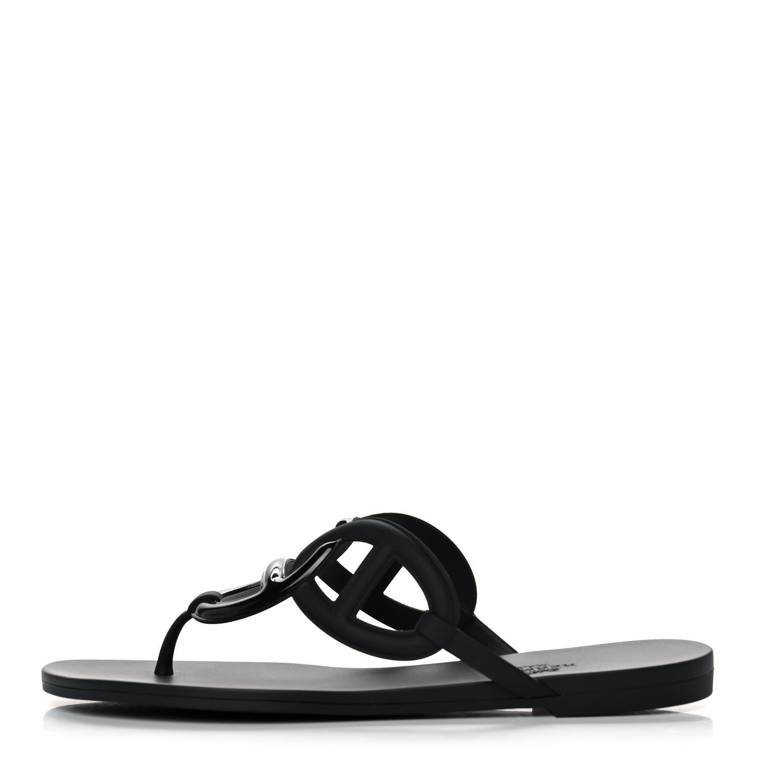 Hermes Rubber Womens Egerie Sandals 39 Black 1 of 9