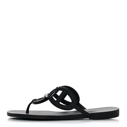 Hermes Rubber Womens Egerie Sandals 39 Black 1 of 9