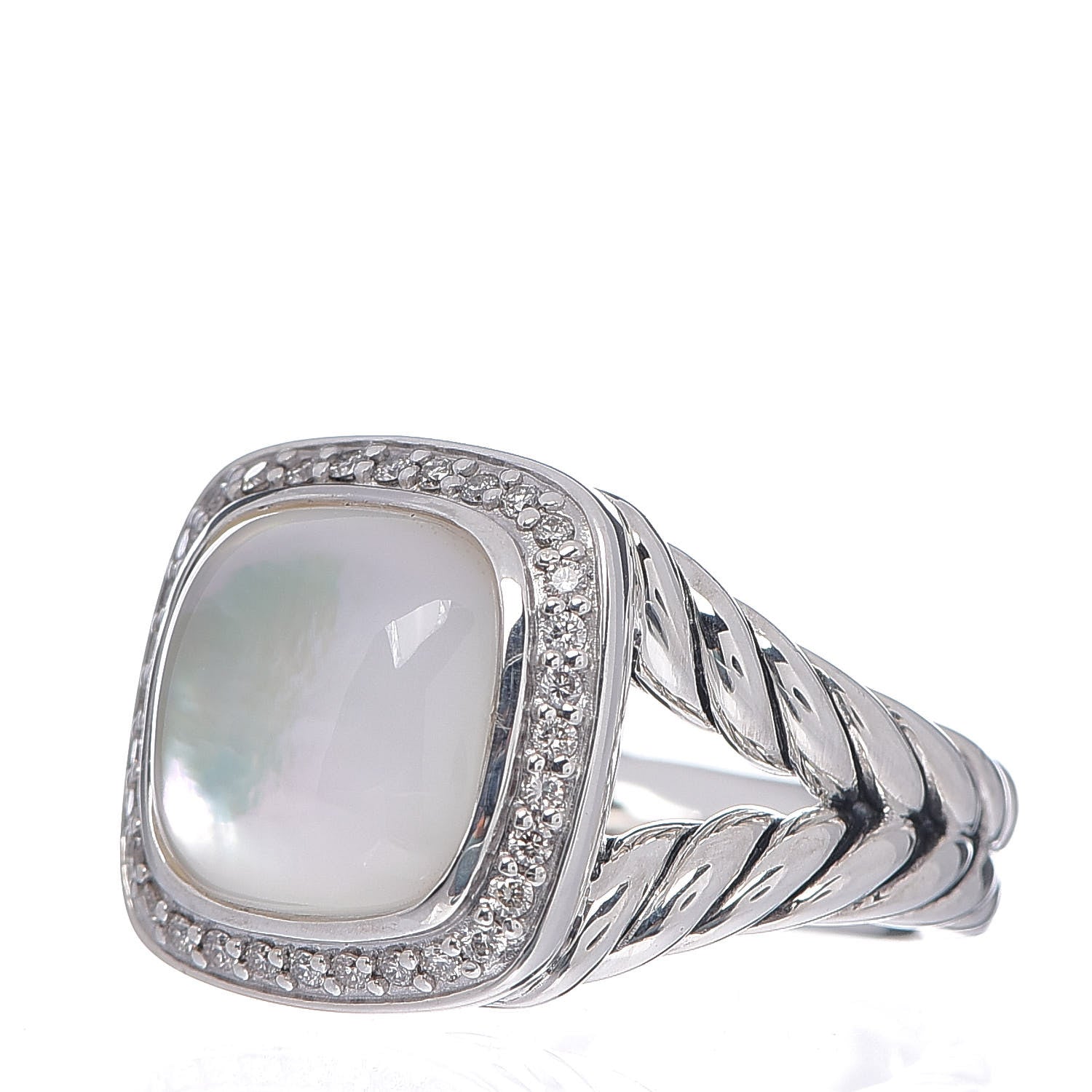 David Yurman Sterling Silver Diamond Mother of Pearl 11mm Albion Ring 52 6 3 of 6