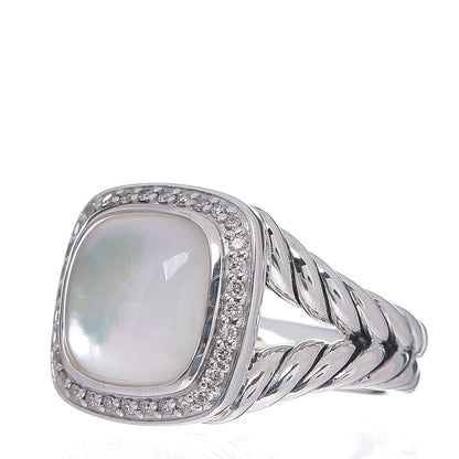 David Yurman Sterling Silver Diamond Mother of Pearl 11mm Albion Ring 52 6 3 of 6