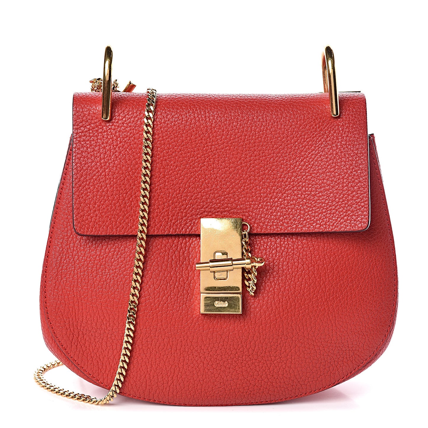 Grained Lambskin Drew Shoulder Bag Plaid Red