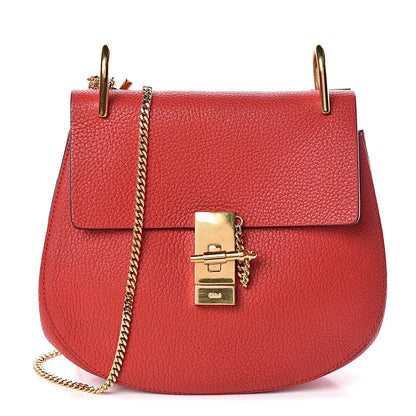 Chloe Grained Lambskin Drew Shoulder Bag Plaid Red 1 of 10