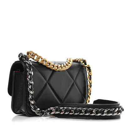 Chanel Lambskin Quilted Chanel 19 Flap Phone Holder With Chain Black 3 of 9