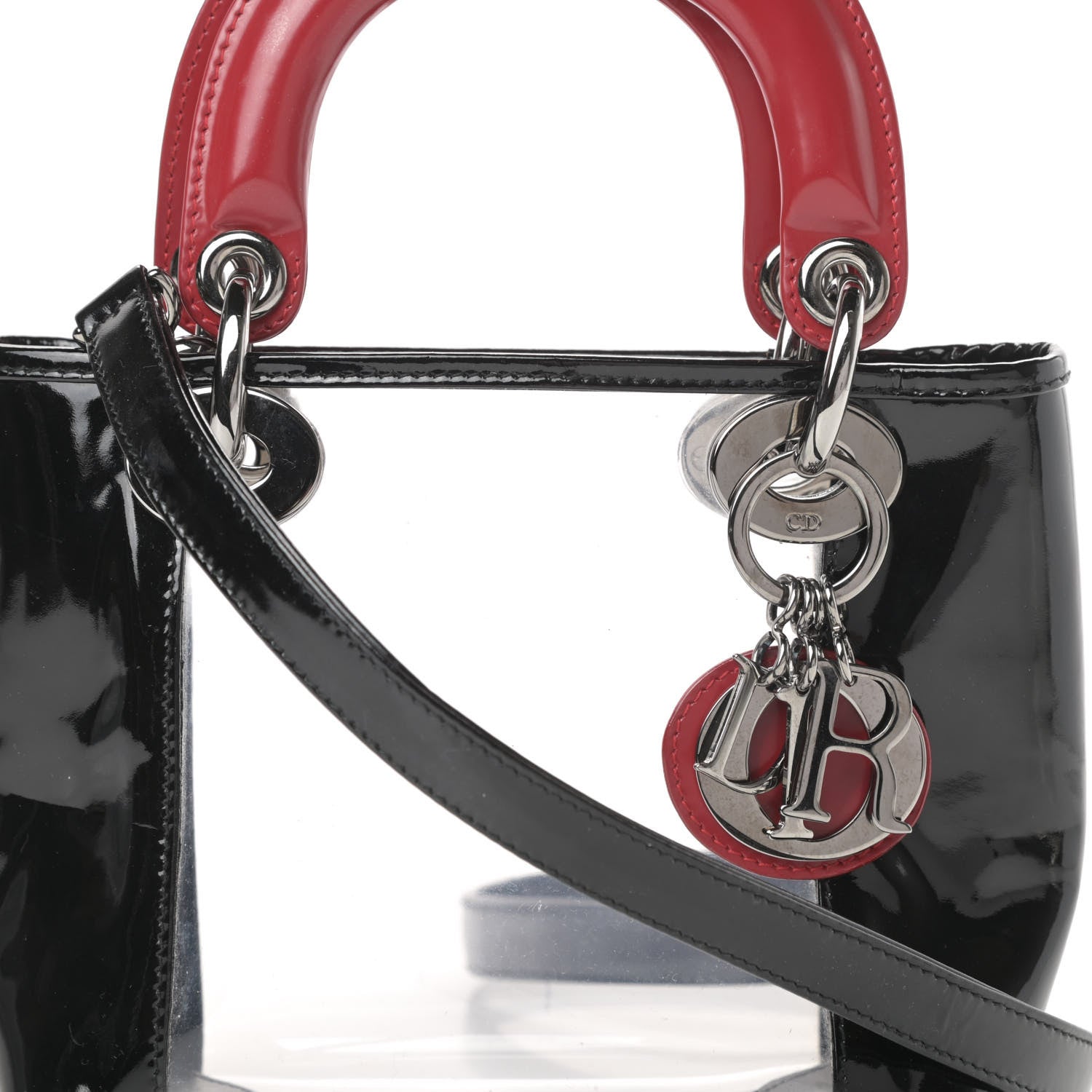 Christian Dior Patent PVC Mini Lady Dior Black Red 8 of 11