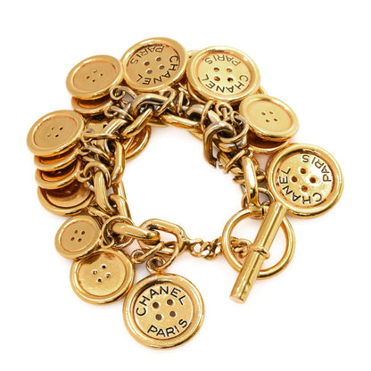 Chanel Metal Paris Button Charms Toggle Bracelet Gold 3 of 4
