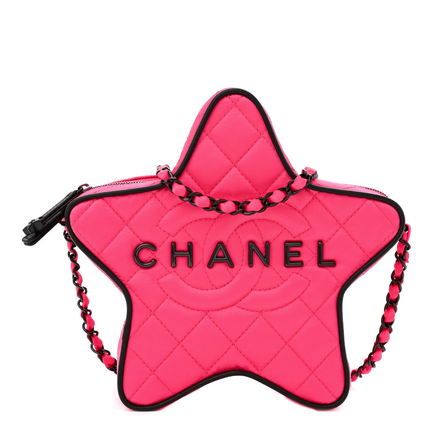 Chanel Satin Quilted Walk Of Fame Star Bag Fuchsia Black 1 of 11