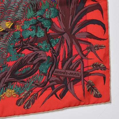 Hermes Silk Jardin A Sintra Scarf 90 Rouge Bleu Vert 4 of 7