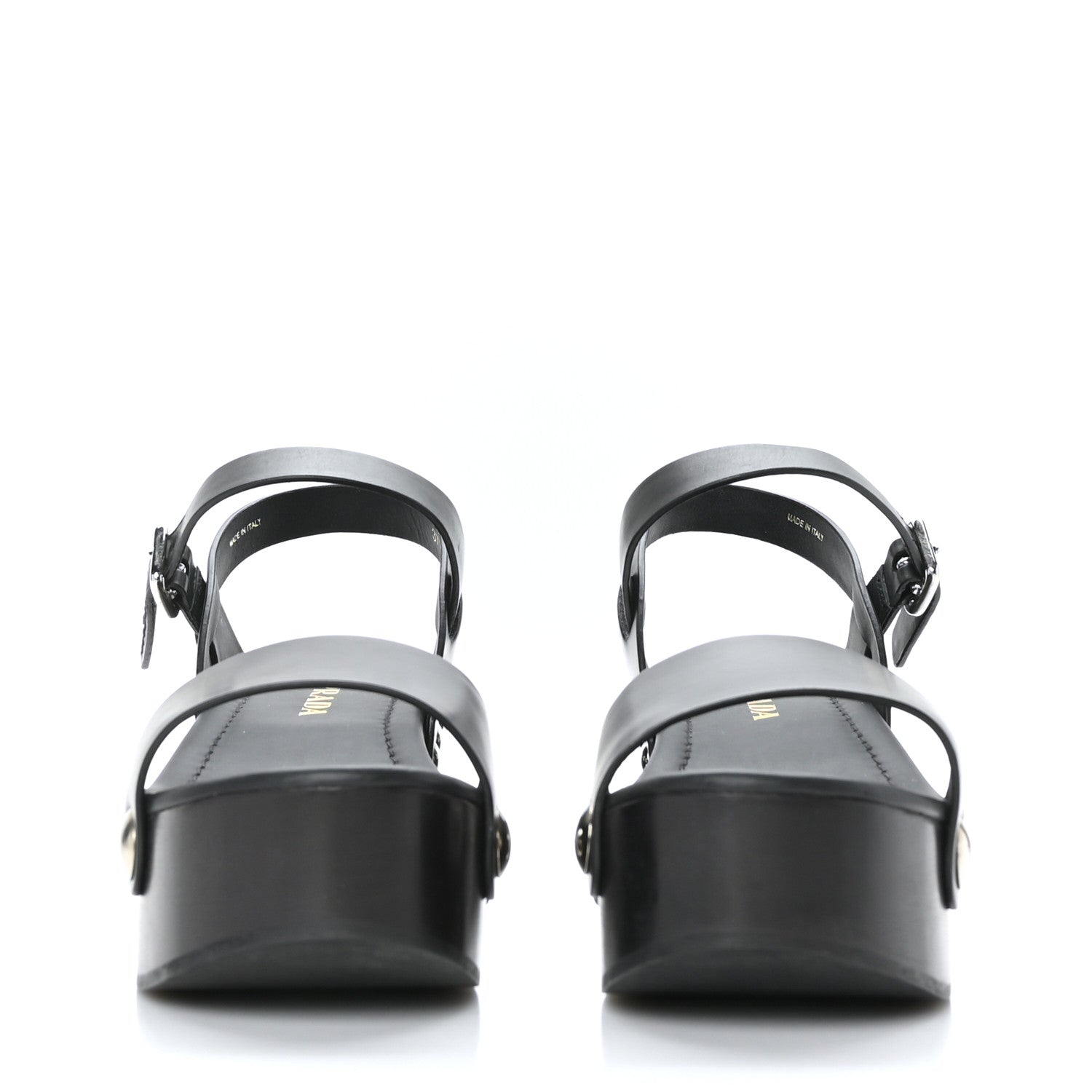 Prada Natural Calfskin 50mm Clog Sandals 37.5 Black 2 of 9