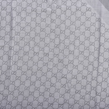 Gucci Wool Silk Monogram GGWeb Fringe Shawl Pearl Medium Grey 4 of 4