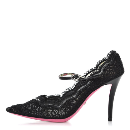 Gucci Lace Pizzo Venice Pumps 37.5 Black 1 of 8